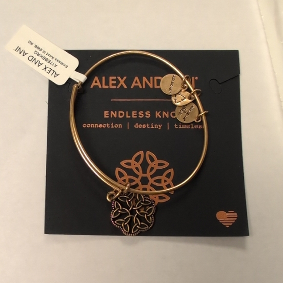 Alex and Ani. Endless Knot III Gold Charm Bangle Bracelet - Picture 2 of 3
